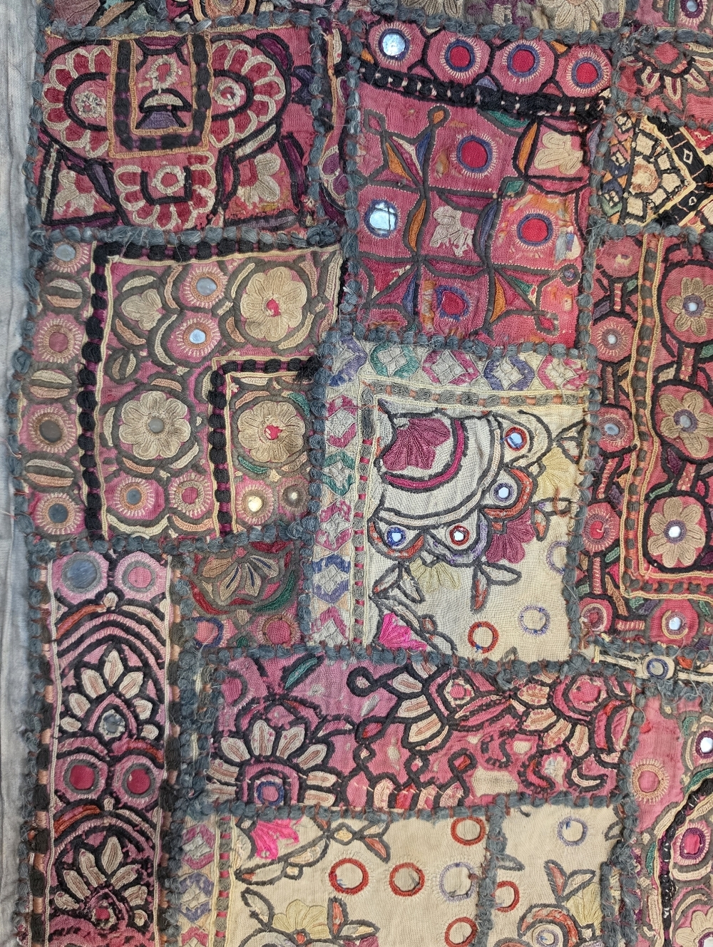 Vintage Handmade Indian Embroidered Patchwork Wall Hanging - Picture 9 of 16